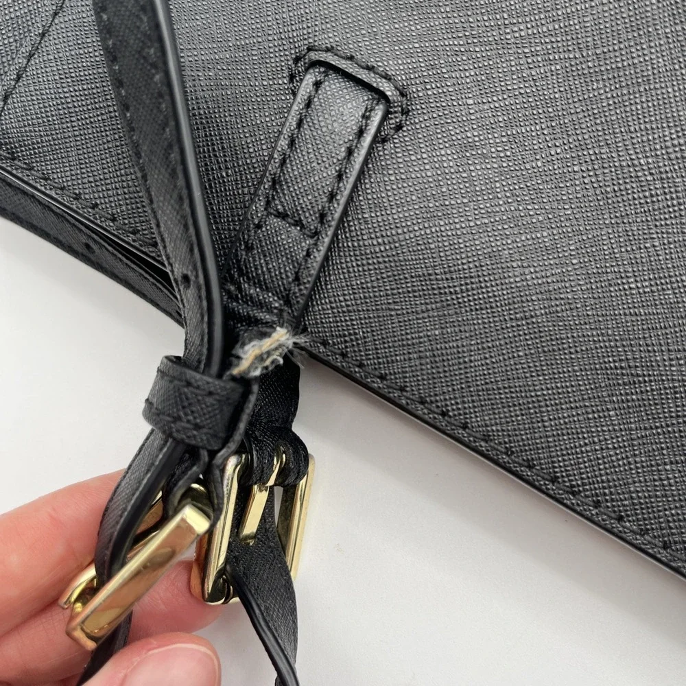 Tory Burch Saffiano Pebble Leather Black Large Tote Bag